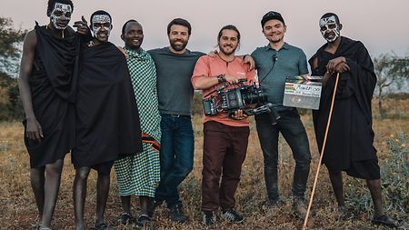 The crew near Mount Kilimanjaro