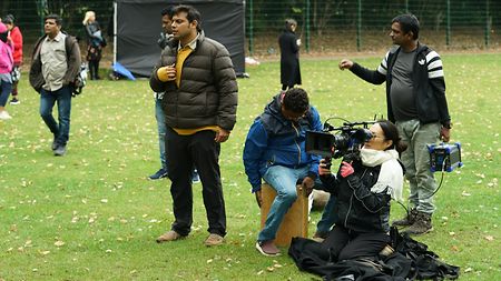 DP Keiko Nakahara operating the ALEXA LF handheld on location in London