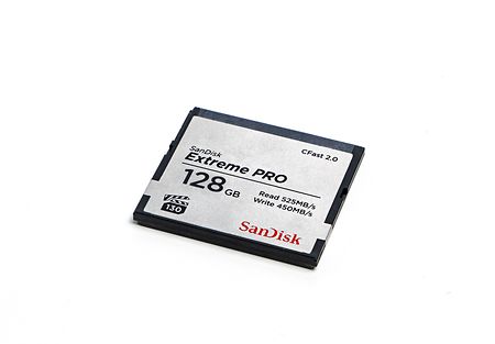 Representation of the San Disk Extreme Pro CFast 2 128 GB. Can be used with the live production camera AMIRA Live.