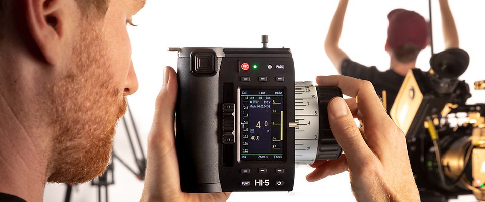 ARRI hi5 handheld camera control unit, part of the arri camera systems ecosystem in action.