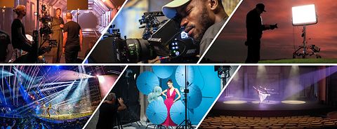 Collage showcasing various shooting applications and corporate events captured with professional video/photography equipment