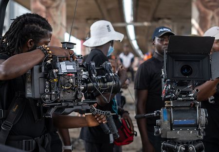 ALXA 35 rigged for shooting under a highway bridge in Namibia