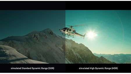 images shows SDR on the left, simulated HDR on the right